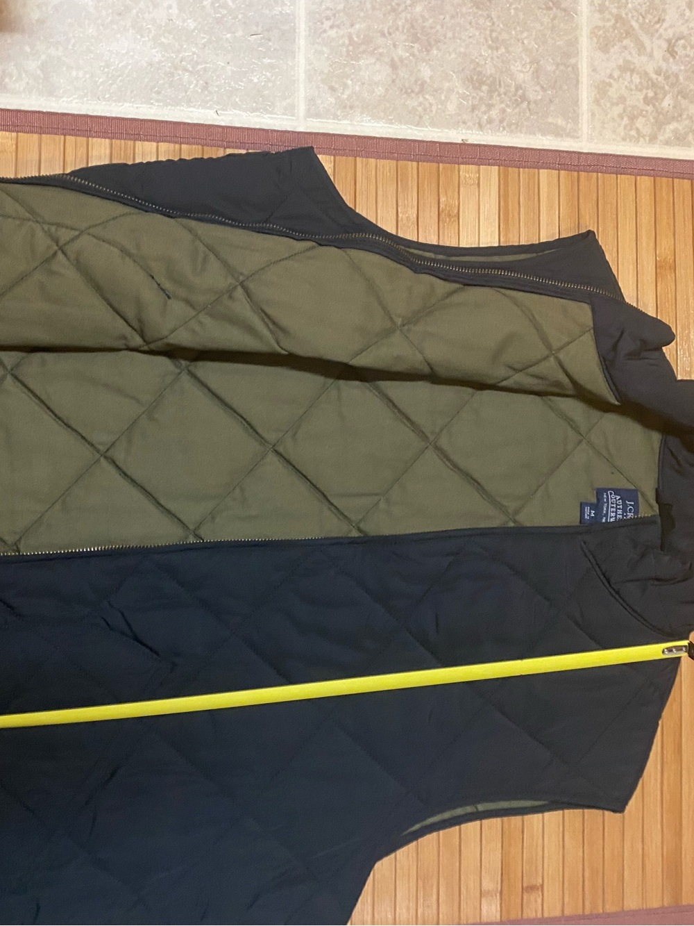 J. Crew Quilted Reversible Vest in Black and Olive
